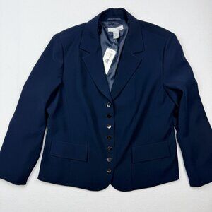 Chicos Platinum Wellesly 7‑Button Blazer‎ Jacket 3 (16/18 XL) Navy NWT